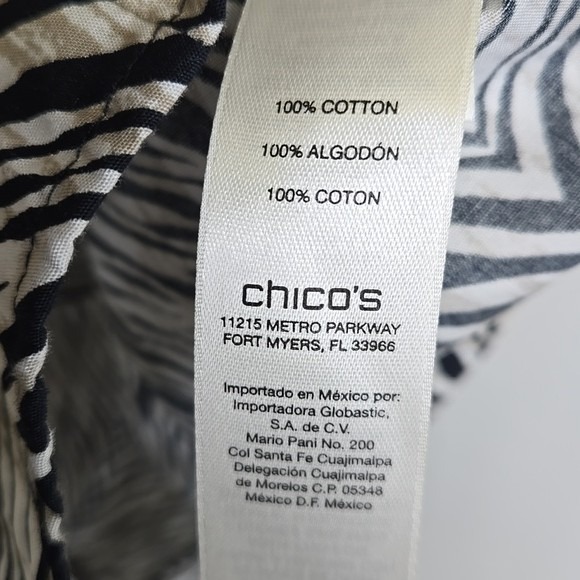 Chico's Zebra Print Sleeveless Button Down Collared Shirt, Women's Size Medium - Picture 5 of 10
